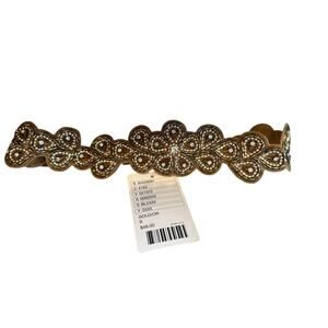 Anthropologie Rhinestone Dressy Stretch Belt Gold S